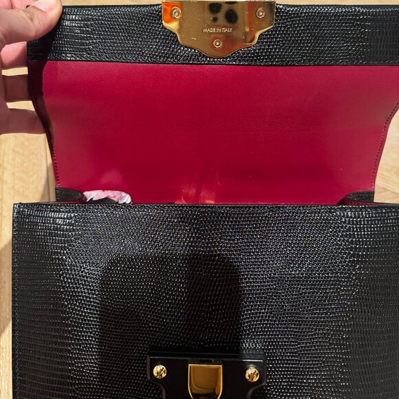 DOLCE AND GABBANA Lucia Embossed Leather Crossbody Bag in Black - Picture 7 of 9